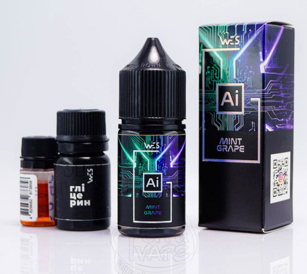 Рідина WES AI Salt Mint Grape 30ml 65mg зі смаком червоного винограду і м'яти (набір компонентів)
