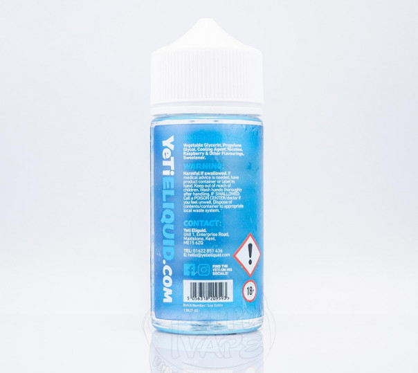 Рідина Yeti Organic Blue Raspberry 100ml 3mg на органічному нікотині зі смаком блакитної малини