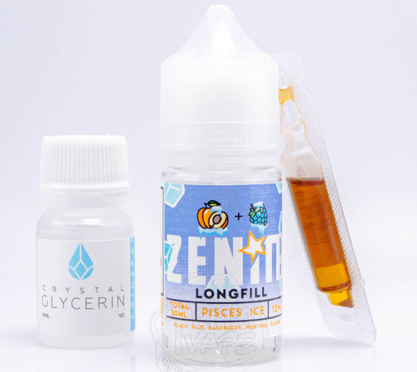 Рідина Zenith Salt Pisces Ice 30ml 50mg зі смаком персика з синьою малиною і холодком (набір компонентів)