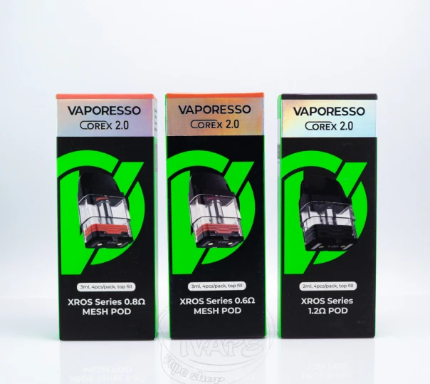 КартриджVaporessoXROSSeries(Corex2.0/3.0)длябагаторазовоїPODсистемиXros,Mini,Nano,3,3Mini,3Nano,2,Pro,Cube,4,4Mini,4Nano,5,5Mini2ml/3ml