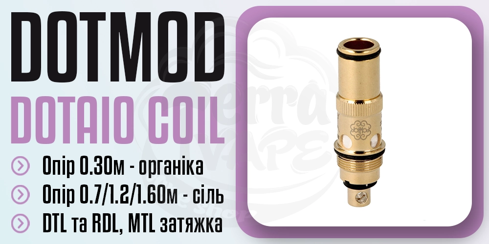 Основні параметри випаровувача dotMod dotAIO Coil