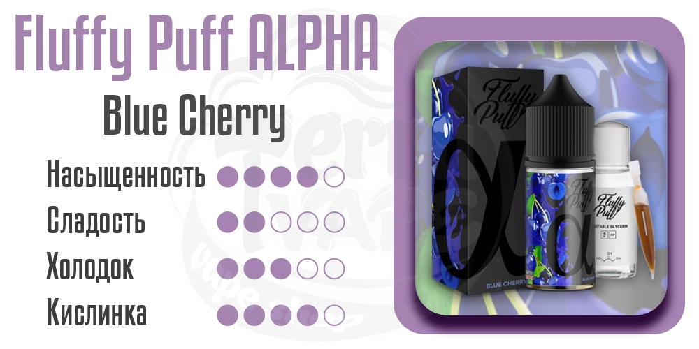 Характеристики вкуса Fluffy Puff Alpha Salt Blue Cherry