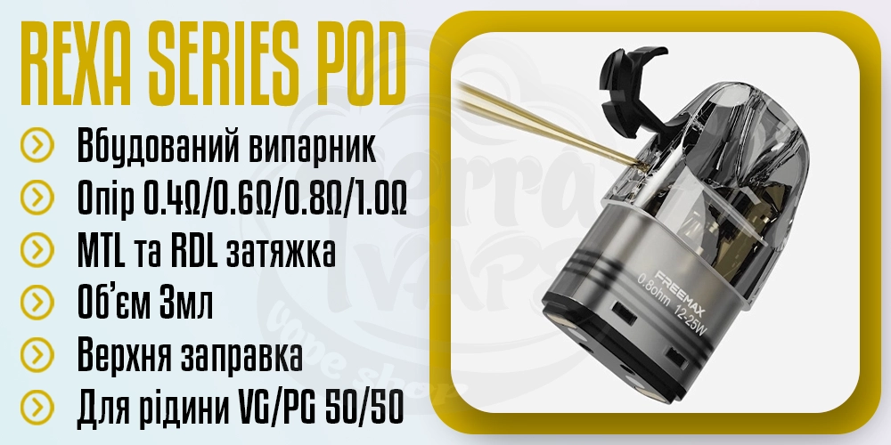 Основні параметри картриджа Freemax Rexa Series Pod Cartridge