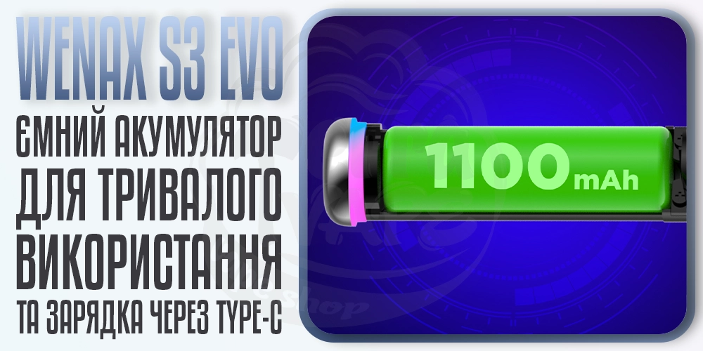 Акумулятор 1100мАг в Geekvape Wenax S3 Evo Pod System Kit
