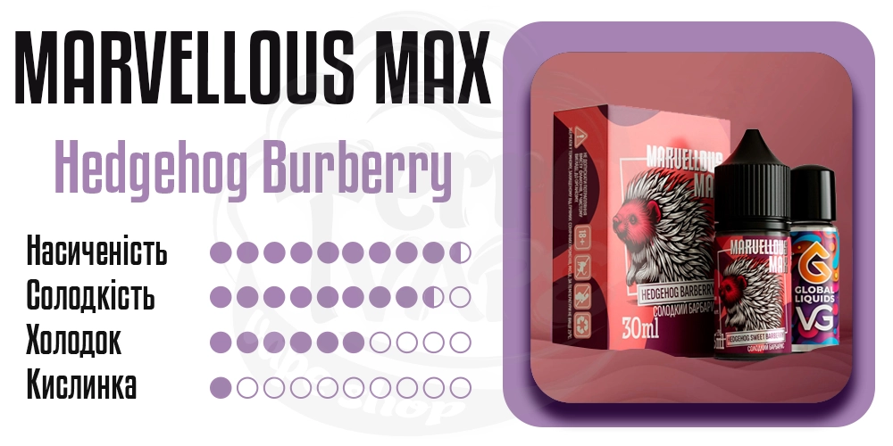 Характеристики смаку Marvellous Max Organic Hedgehog Barberry 60ml 3mg