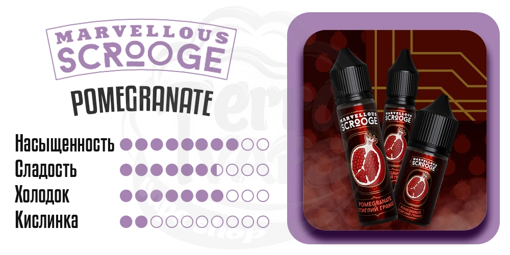 Характеристика вкуса Marvellous Scrooge Organic Pomegranate 60ml