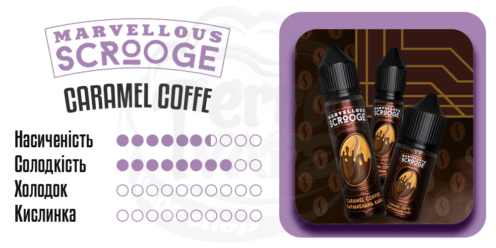 Характеристики смаку Marvellous Scrooge Salt Caramel Coffee 15ml