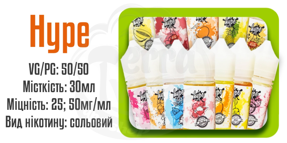 Хактеристики сольової рідини Hype 