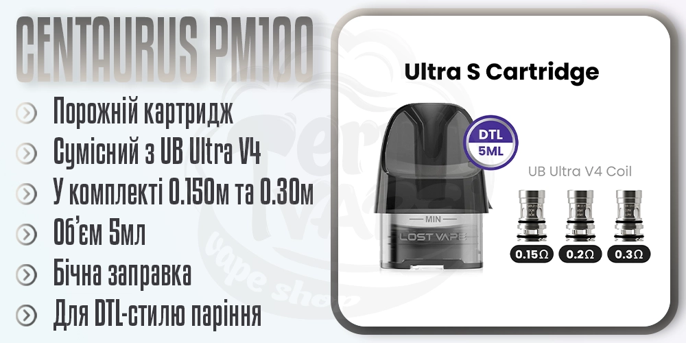 Картриджі для Lost Vape Centaurus PM100 Pod Mod Kit