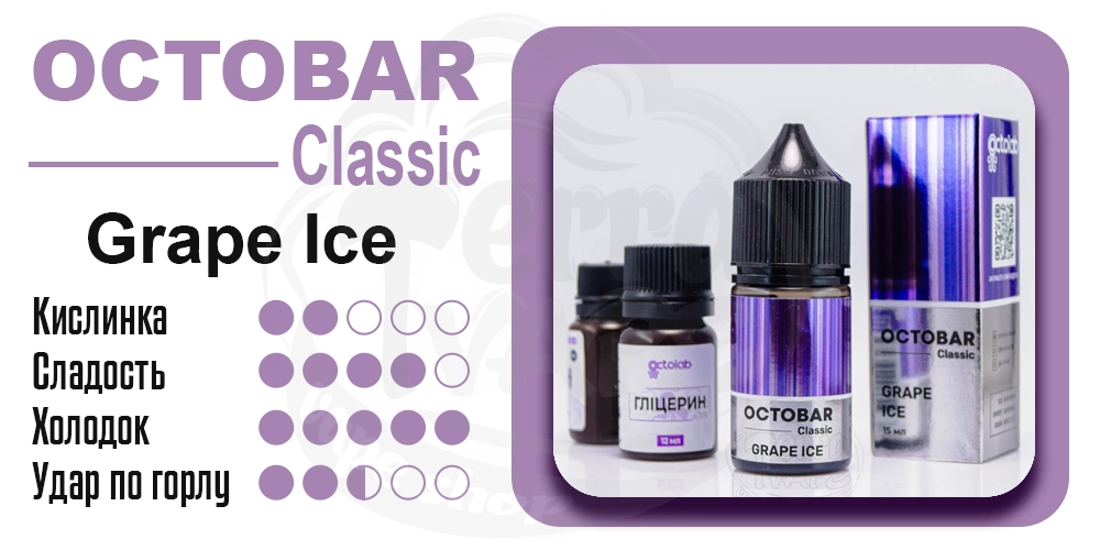Параметры жидкости Octobar Classic Grape Ice Salt 30ml 50mg