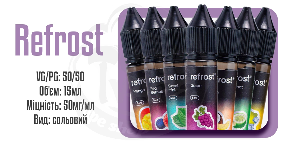 Параметри наборів сольової рідини Refrost Salt 15ml