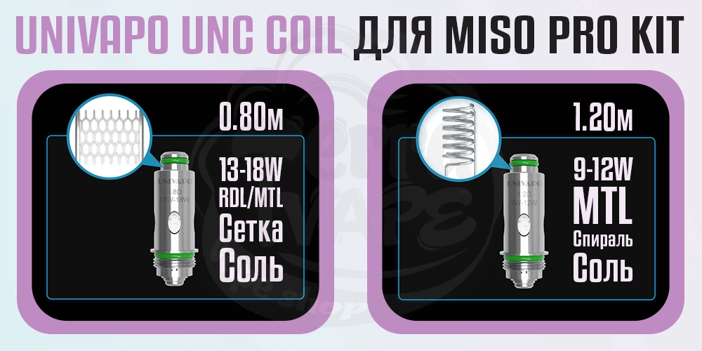Основные параметры испарителя UNC