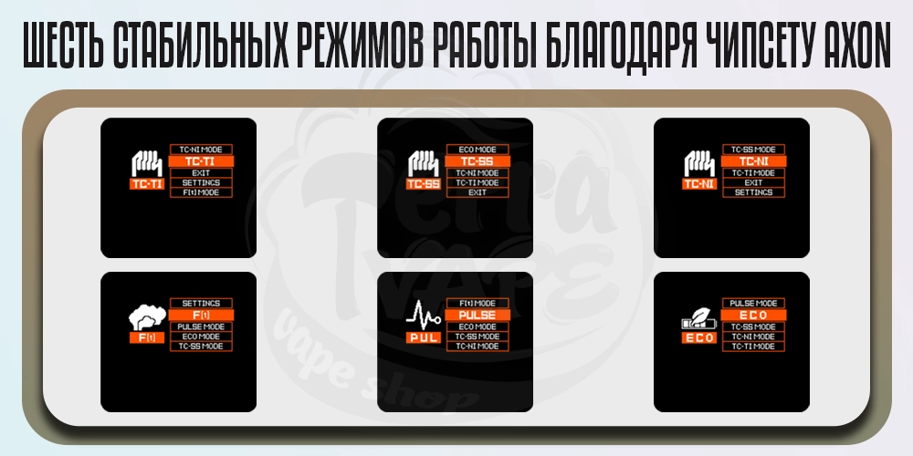 Режимы работы Vaporesso Armour Max Kit з баком iTank T 6ml 220W