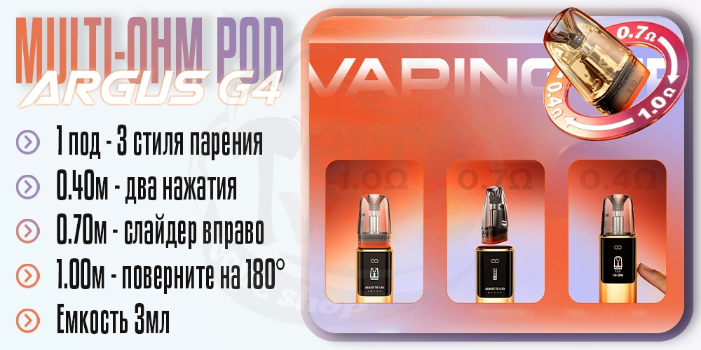 Картридж Multi-Ohm в Argus G4 Pod Kit