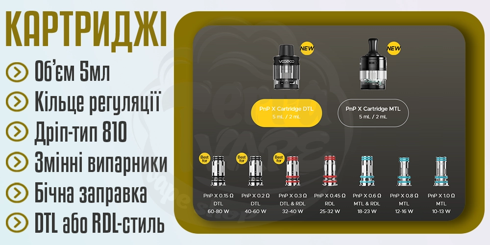 Картриджі для Voopoo Drag X3 80W Pod Mod Kit