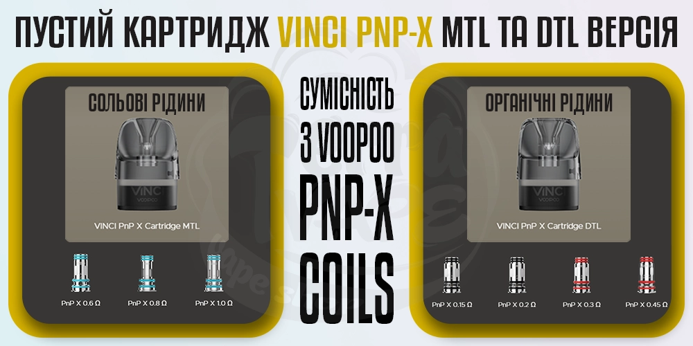 Підбір рідини по опору випаровувача для картриджа VINCI PNP X Cartridge
