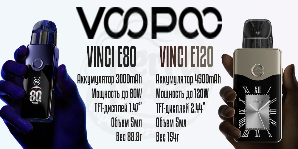 Основные параметры Voopoo Vinci E80 и Vinci E120