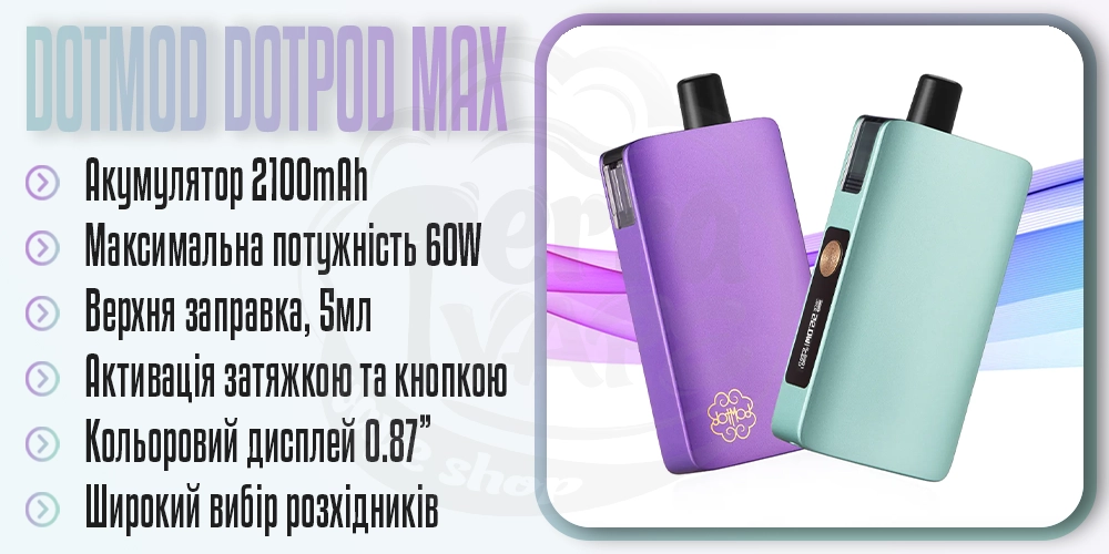 Основні параметри dotMod dotPod Max