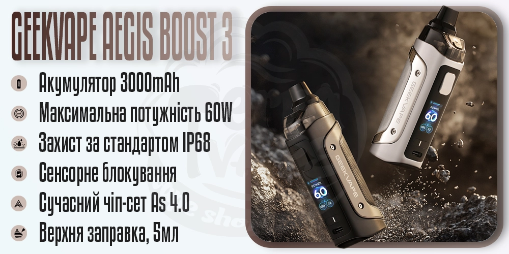 Основні параметри Geekvape Aegis Boost 3