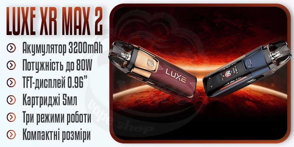 Основні параметри Vaporesso Luxe XR Max 2